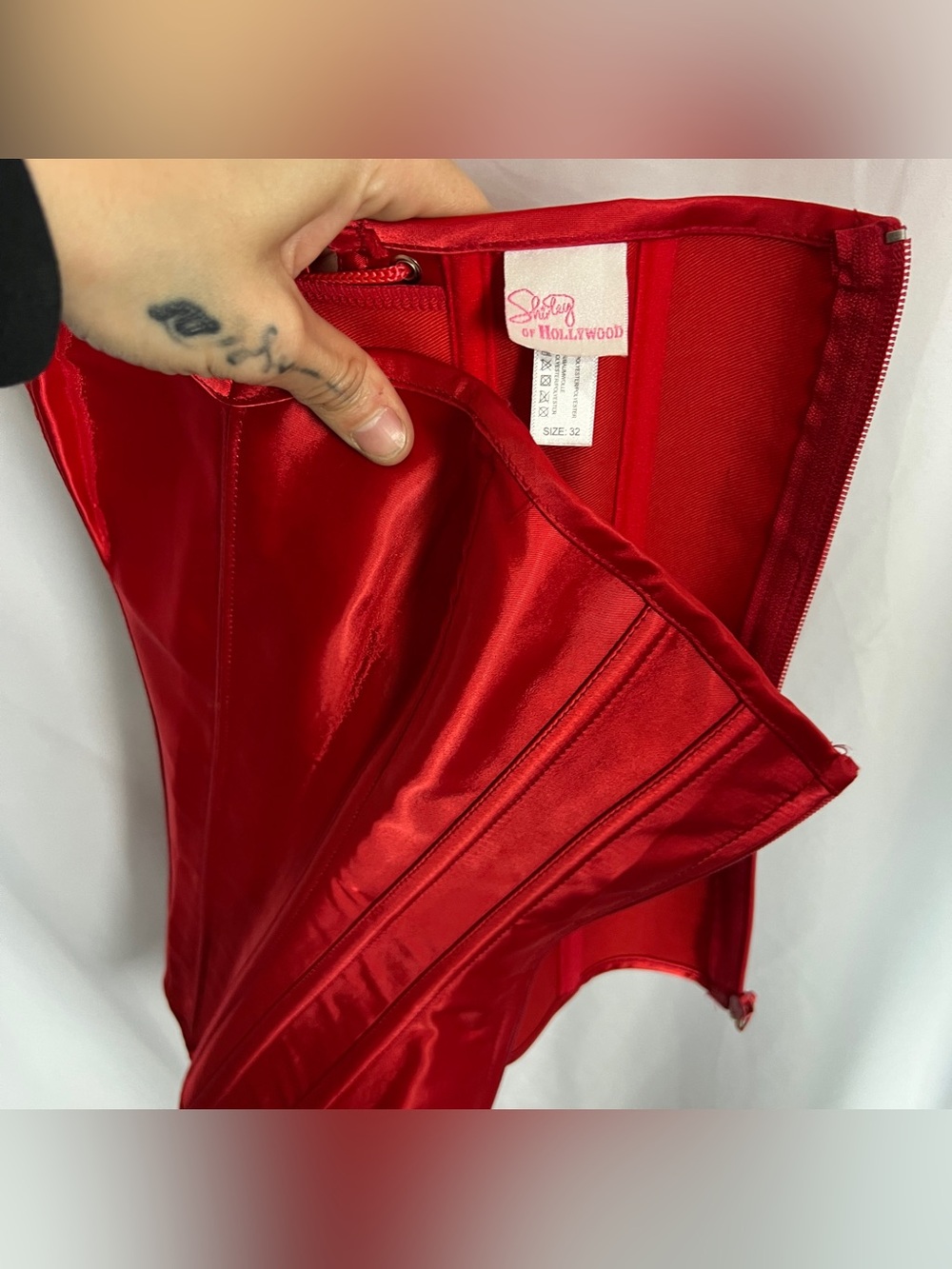 Red Satin Sweetheart Overbust Corset Top - Picture 7 of 7